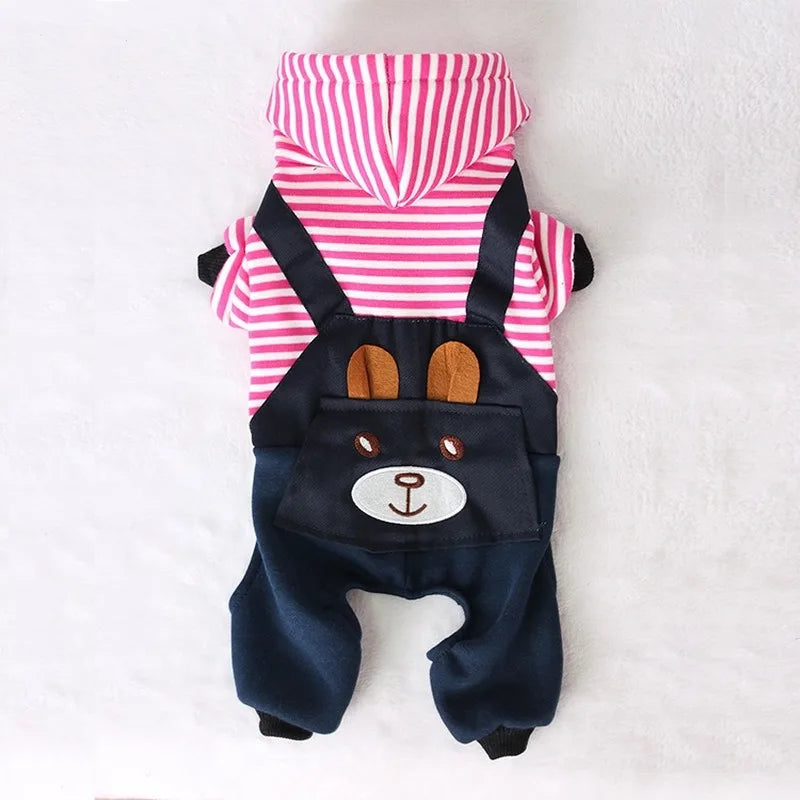 Striped Dog Hoodie Winter Outfit