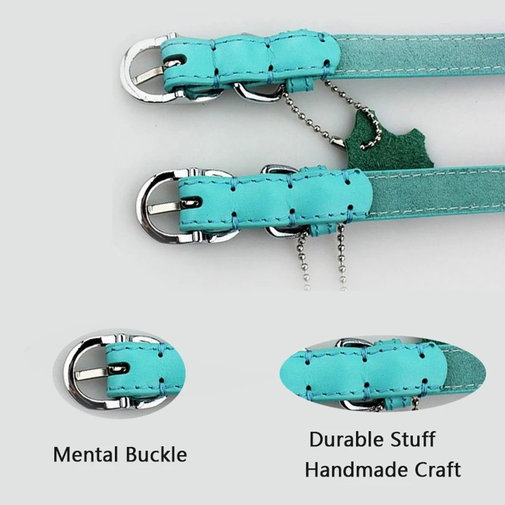 Classic Leather Dog Collar with Hangtag